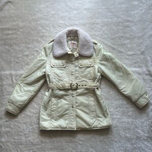 White Stag Cream Quilted Belted Jacket with Sherpa Collar
